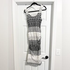 ATHLETA Comeback Striped Ombre Space Dye Ruched Knit Dress